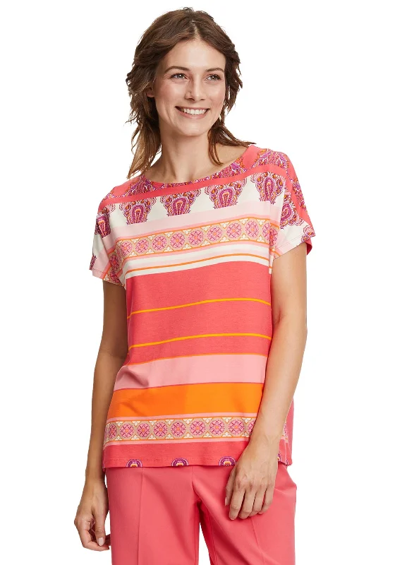 Betty Barclay Block Print T-Shirt, Pink-- Front Pockets Side Pockets Patch Pockets