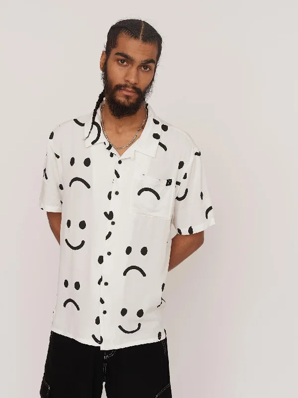 Happy Sad Bowling Shirt-- Terry Blend Velvet Blend Canvas Blend