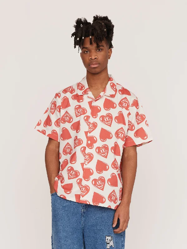 Happy Heart Bowling Shirt-- Jersey Fabric Tulle Fabric Batik Fabric