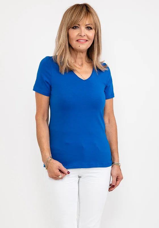 Dolcezza V Neck T-Shirt, Royal Blue-- Elasticated Padded Insulated