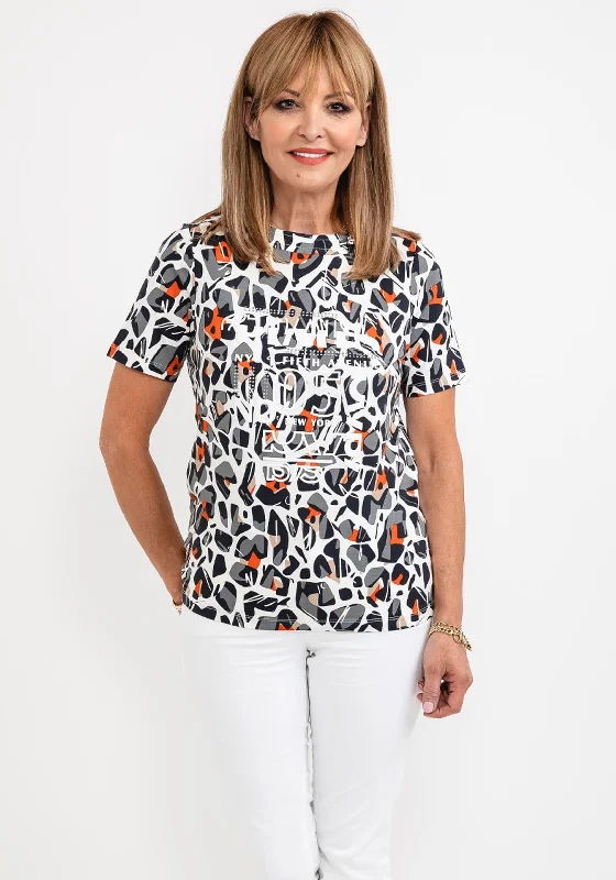 Barbara Lebek Abstract Animal Print T-Shirt, Multi-- Mesh Blend Leather Blend Suede Blend