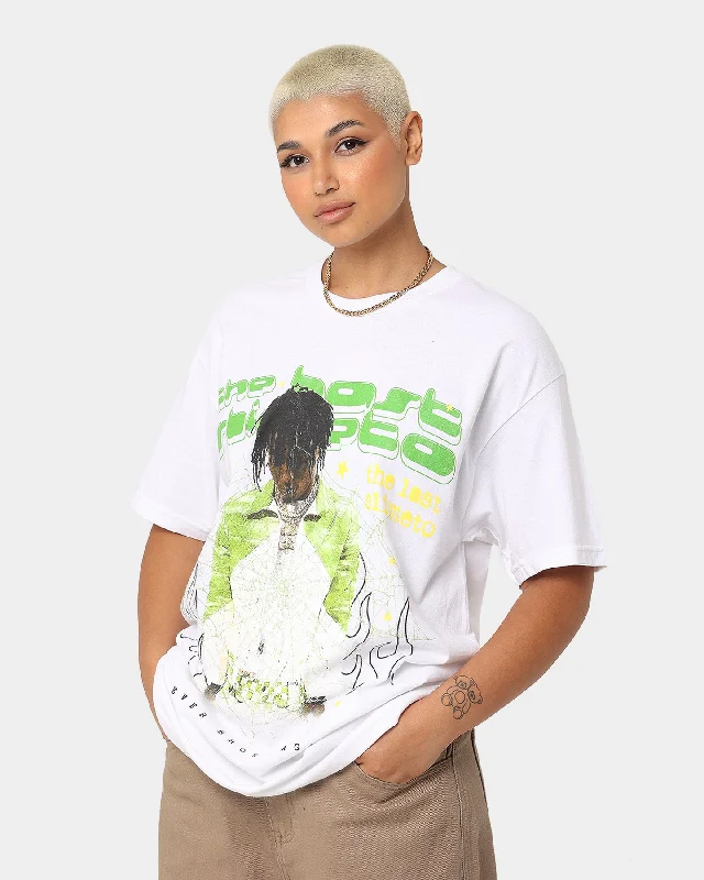 NBA Youngboy Lime Spider T-Shirt White-- Notch Collar Peter Pan Collar Cowl Neck