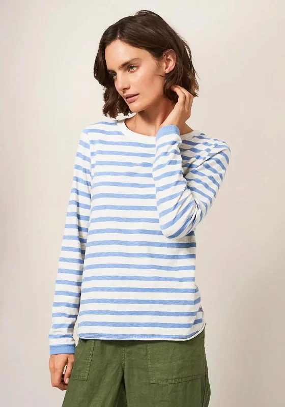 White Stuff Cassie Stripe Long Sleeve T-Shirt, Blue Multi-- Thin T-Shirt Open Front Quick Dry White Stuff Cassie Stripe Long Sleeve T-Shirt, Blue Multi-- Thin T-Shirt Open Front Quick Dry