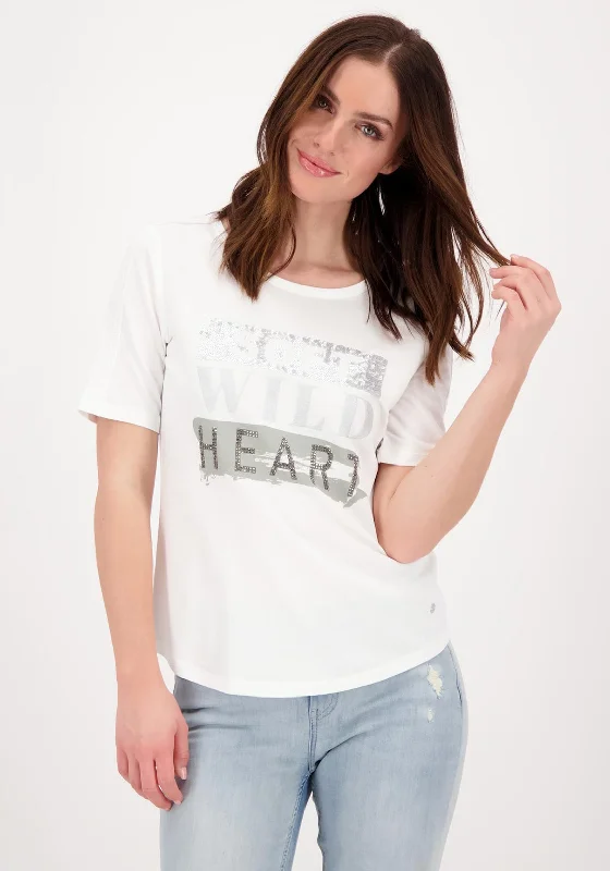 Monari Wild Heart Detailed T-Shirt, White-- Fleece Fabric Down Fabric Feather Fabric Monari Wild Heart Detailed T-Shirt, White-- Fleece Fabric Down Fabric Feather Fabric
