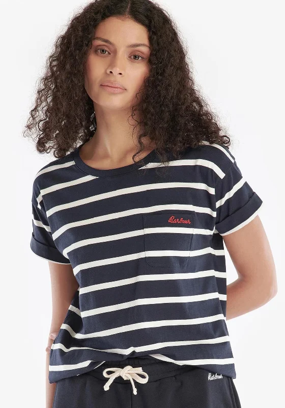 Barbour Womens Otterburn Stripe T-Shirt, Navy-- Striped Floral Plaid