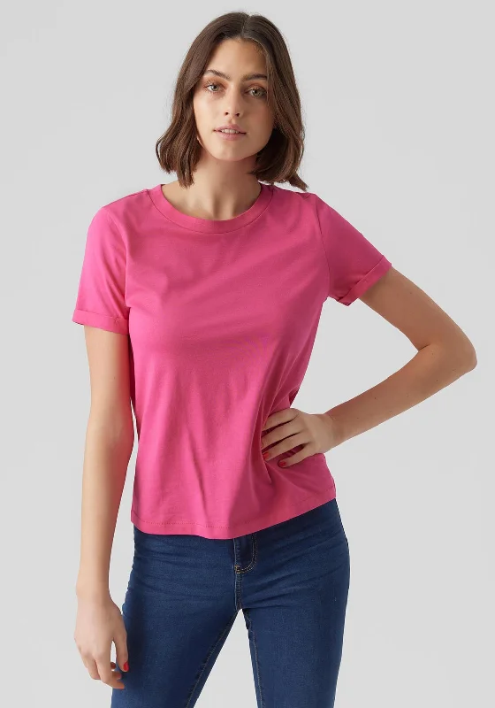 Vero Moda Basic T-Shirt, Pink Yarrow-- Silk Blend Satin Velvet