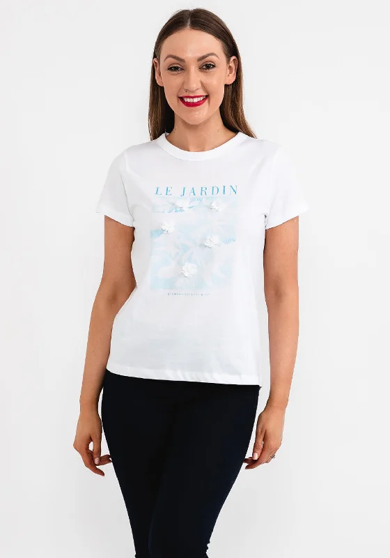 Tiffosi Patras Floral Print T-shirt, White-- Rayon Fabric Velvet Fabric Corduroy Fabric