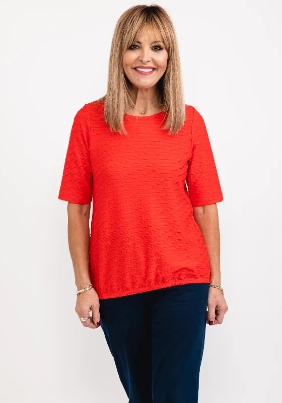 Rabe Textured Stretch Hem T-Shirt, Red-- Satin Fabric Silk Fabric Chiffon Fabric