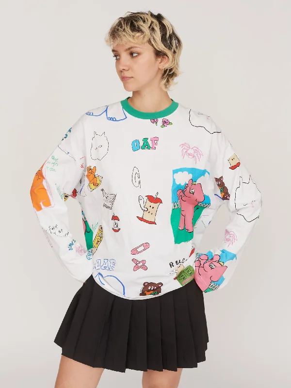 Lazy Notebook Long-Sleeve T-Shirt-- Terry Blend Velvet Blend Canvas Blend