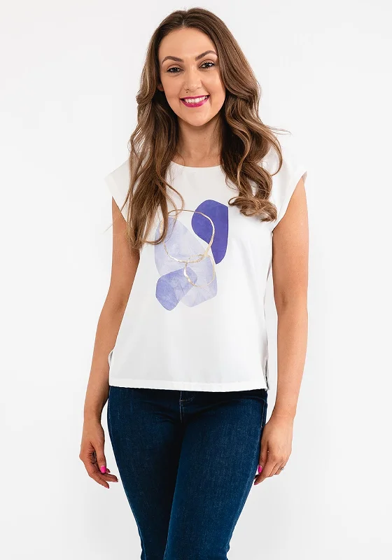 Seventy1 Satin Front Graphic T-Shirt, White & Lilac-- Cotton Fabric Linen Fabric Terry Fabric