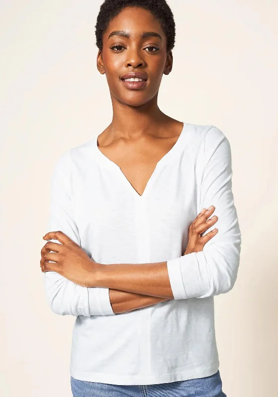 White Stuff Nelly Long Sleeve T-Shirt, White-- Fleece Nylon Spandex