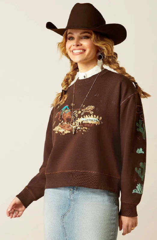Women’s Ariat Embroidered Sweatshirt Hoodie with Front Slit Layering Stylish