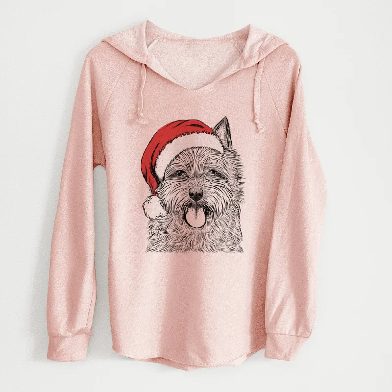 Santa Alfie the Norwich Terrier - Cali Wave Hooded Sweatshirt Hoodie with Hem Applique Textured Unique Santa Alfie the Norwich Terrier - Cali Wave Hooded Sweatshirt Hoodie with Hem Applique Textured Unique