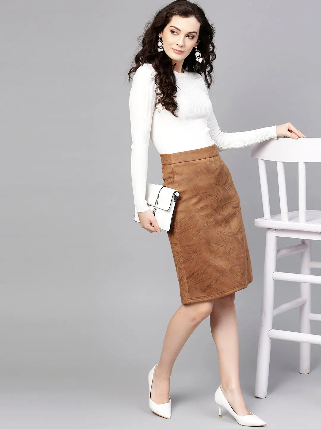 Suede A-Line Skirt wool skirt warm