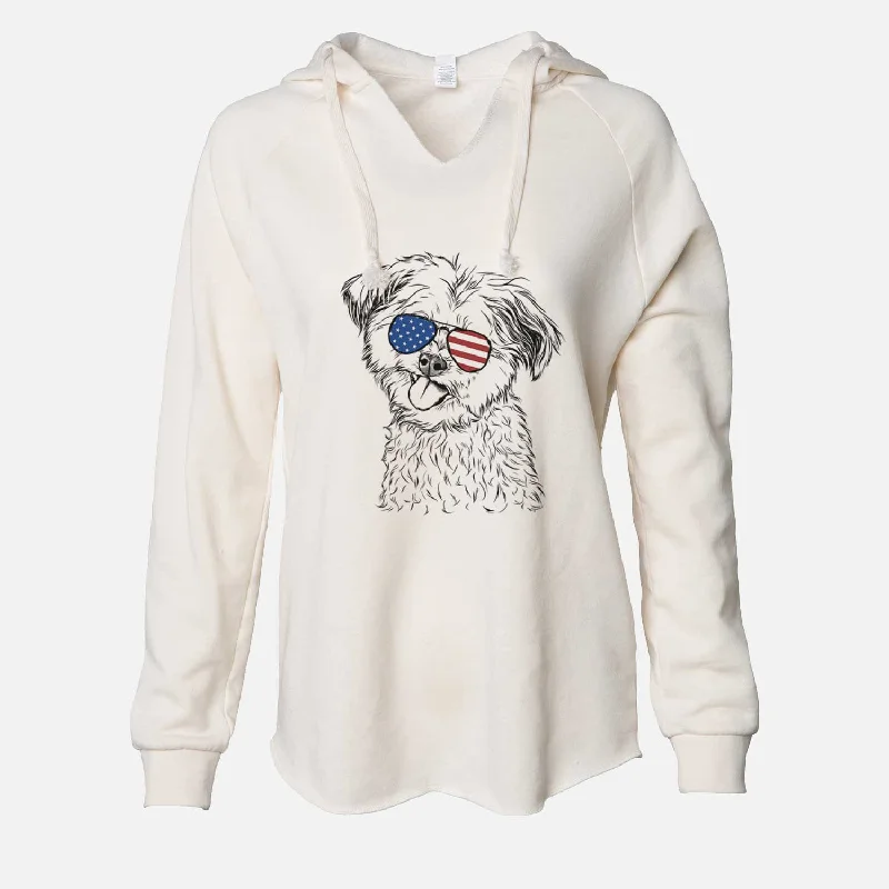 USA Puff the Malshi - Cali Wave Hooded Sweatshirt Hoodie with Mock Neck Collared Structured USA Puff the Malshi - Cali Wave Hooded Sweatshirt Hoodie with Mock Neck Collared Structured