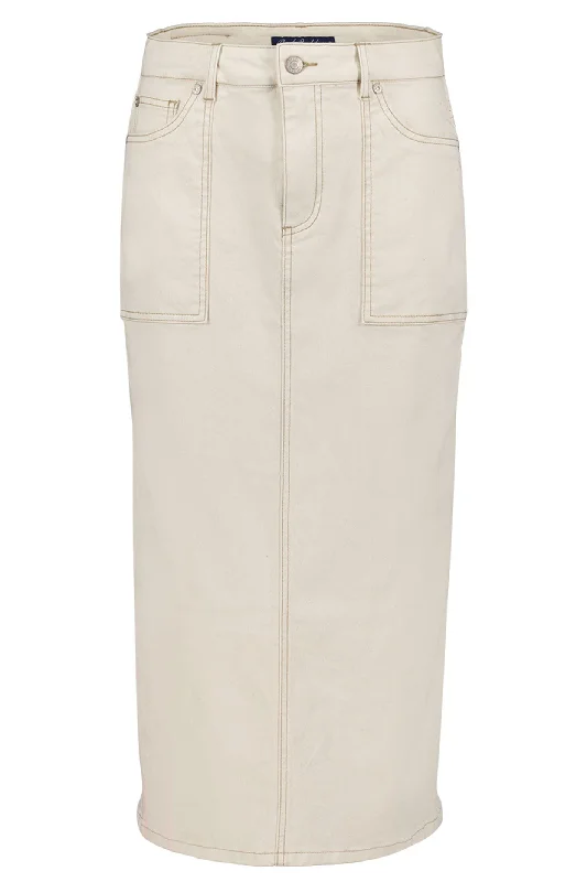 Red Button SRB4395 Sibelle Skirt Utility Ecru Denim spandex blend skirt
