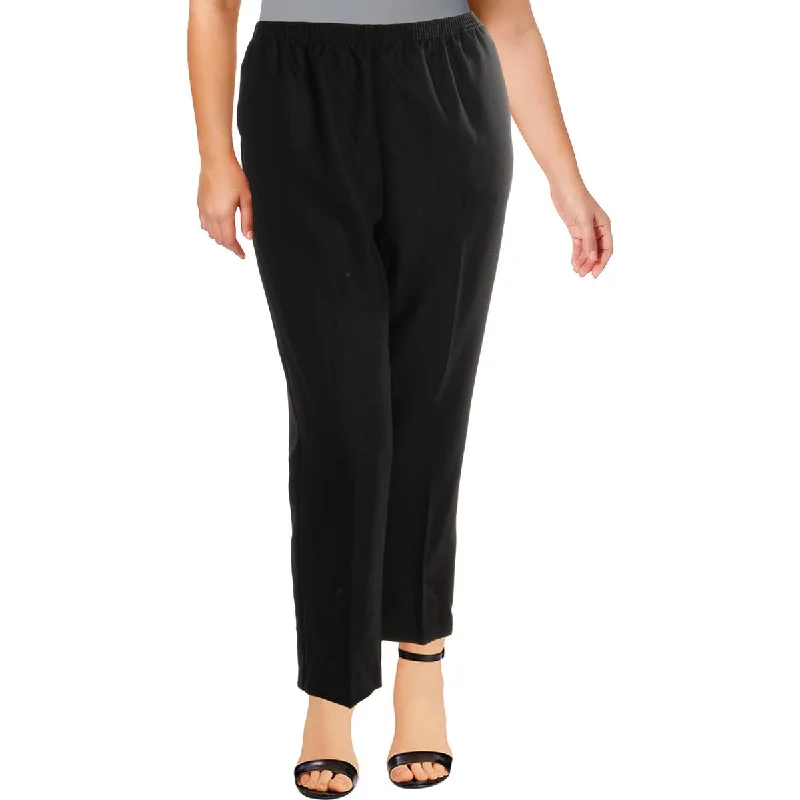 Alfred Dunner Womens Twill High-Rise Straight Leg Pants Cozy Knit Pants