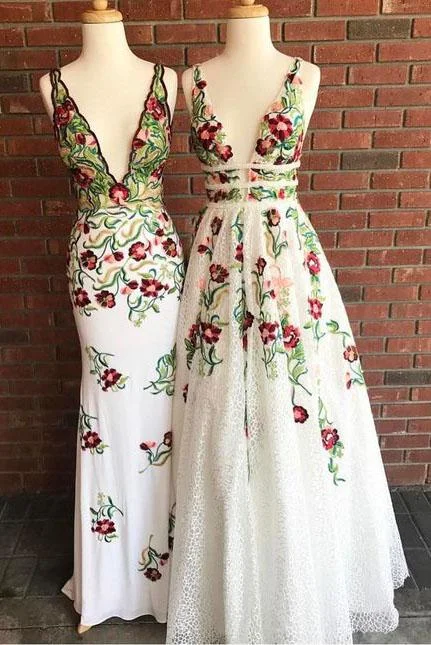 Cheap V Neck Prom Dresses Floor Length Formal Party Dresses with Appliques OKJ2 Tunics Summer linen Cheap V Neck Prom Dresses Floor Length Formal Party Dresses with Appliques OKJ2 Tunics Summer linen