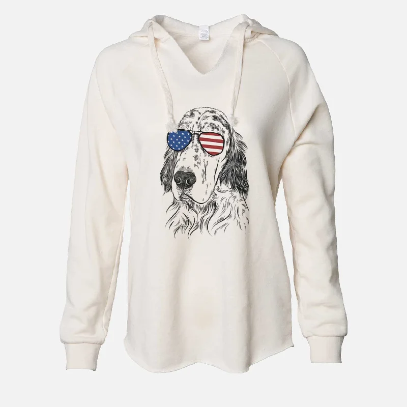 USA Hutch the English Setter - Cali Wave Hooded Sweatshirt Hoodie with Double Zipper Versatile Adjustable USA Hutch the English Setter - Cali Wave Hooded Sweatshirt Hoodie with Double Zipper Versatile Adjustable