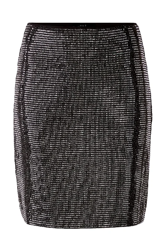 Oui 79695 Rock Black Metallic Shimmer Skirt midi skirt versatile