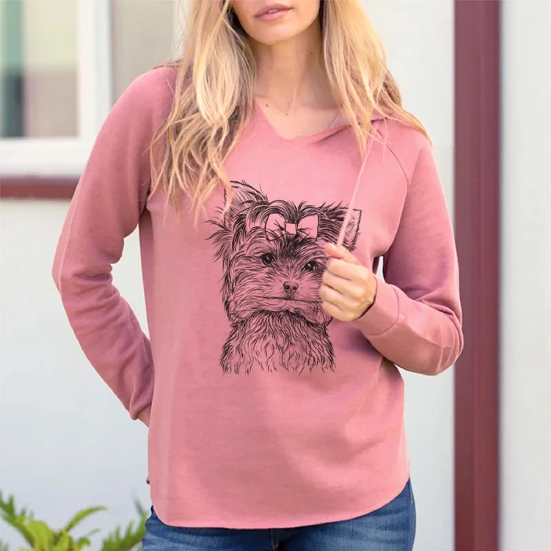 Bare Cricket the Biewer Terrier - Cali Wave Hooded Sweatshirt Hoodie with Frayed Bohemian Relaxed Bare Cricket the Biewer Terrier - Cali Wave Hooded Sweatshirt Hoodie with Frayed Bohemian Relaxed
