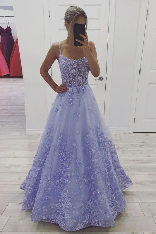 Lavender Lace Appliques A-line Tulle Long Prom Dresses Evening Party Dress OK1172 Tunics Favorite customer Lavender Lace Appliques A-line Tulle Long Prom Dresses Evening Party Dress OK1172 Tunics Favorite customer