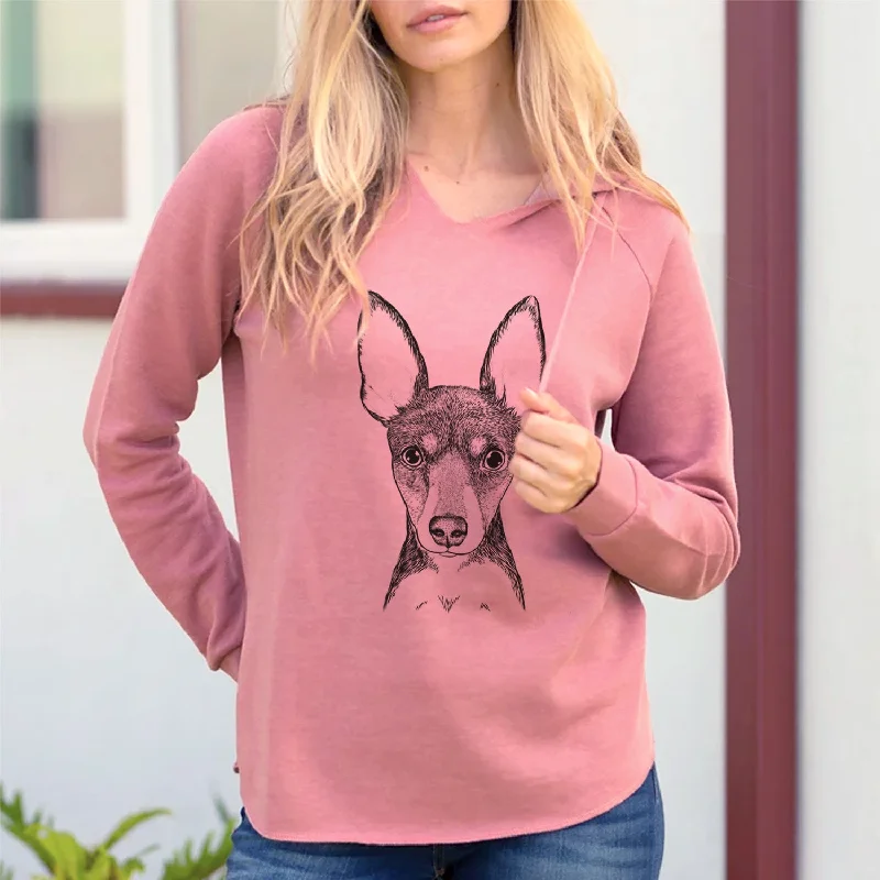 Bare Tiny the Toy Fox Terrier - Cali Wave Hooded Sweatshirt Hoodie with Exposed Zipper Edgy Industrial Bare Tiny the Toy Fox Terrier - Cali Wave Hooded Sweatshirt Hoodie with Exposed Zipper Edgy Industrial