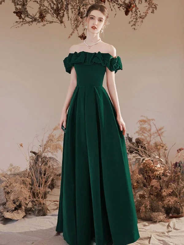 A-Line Off Shoulder Velvet Green Long Prom Dress, Green Formal Evening Dress Tunics Sale discount A-Line Off Shoulder Velvet Green Long Prom Dress, Green Formal Evening Dress Tunics Sale discount
