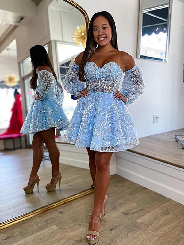 Short Light Blue Lace Prom Dresses, Light Blue Short Lace Formal Graduation Dresses Tunics Luxurious premium Short Light Blue Lace Prom Dresses, Light Blue Short Lace Formal Graduation Dresses Tunics Luxurious premium