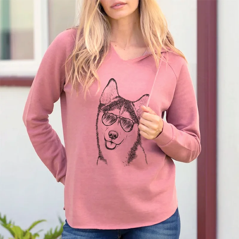 Aviator Remmie the Siberian Husky - Cali Wave Hooded Sweatshirt Hoodie with Gradient Ombre Colorful Aviator Remmie the Siberian Husky - Cali Wave Hooded Sweatshirt Hoodie with Gradient Ombre Colorful