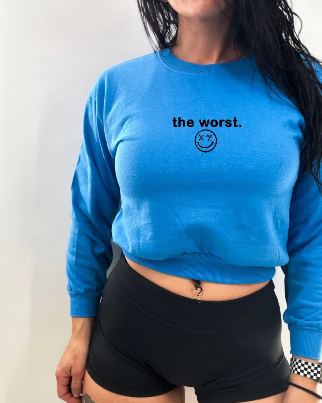 Salty Savage Ladies “The Worst” Crewneck Crop Sweatshirt | Micro Hoodie Sweatshirt Pullover Salty Savage Ladies “The Worst” Crewneck Crop Sweatshirt | Micro Hoodie Sweatshirt Pullover