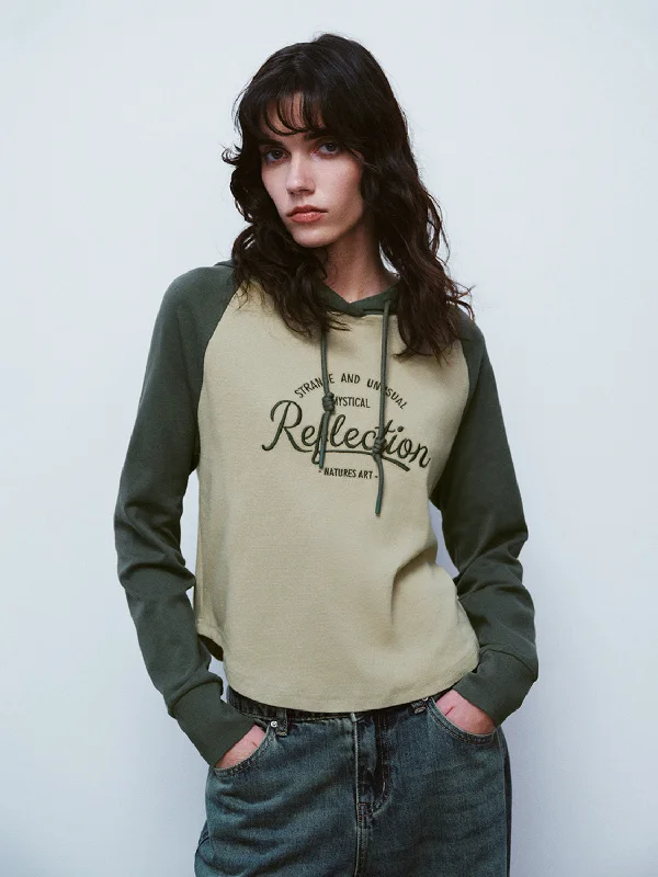 Raglan Sleeve Hoodie Sweatshirts Hoodie with Distressed Vintage Worn