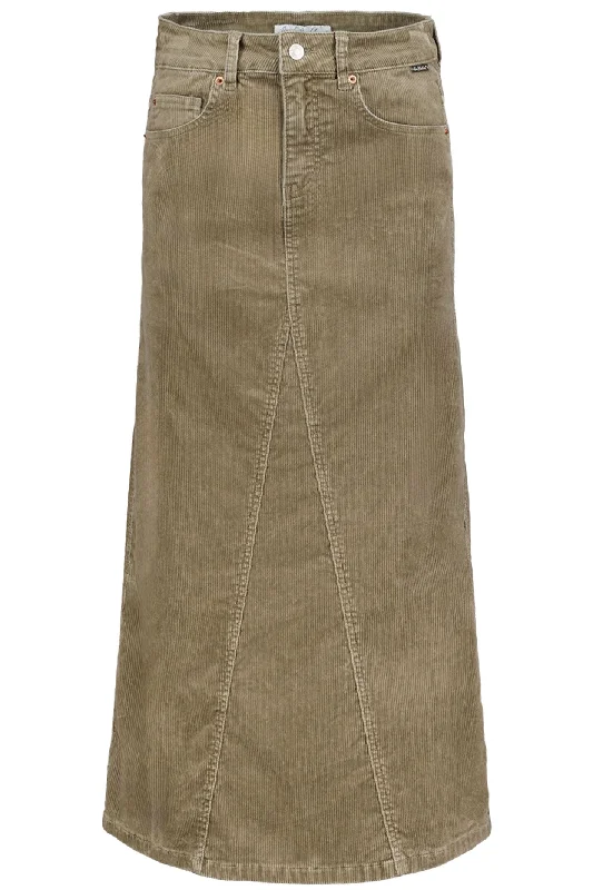 Red Button SRB4378 Aline Midi Skirt 10w Cord Olive Green cotton skirt soft
