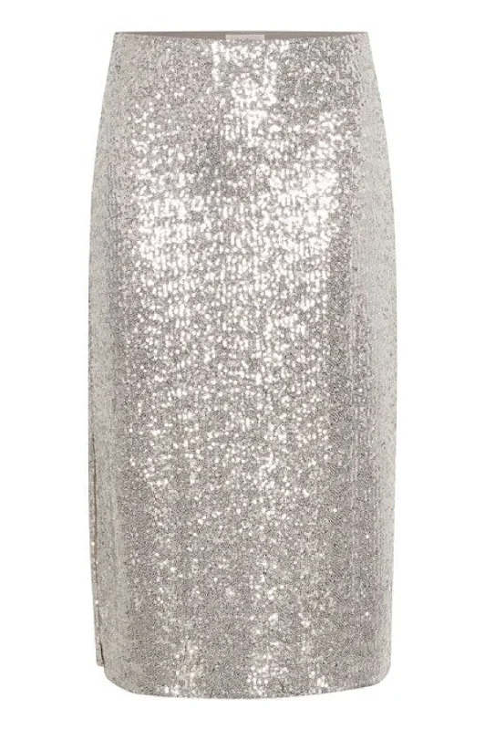 Part Two TeffaniaPW Silver Sequin Midi Skirt 30309151 summer skirt style