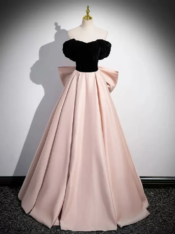 A-Line Off Shoulder Satin Champagne Long Prom Dress, Champagne Long Evening Dress Tunics Ceremony elegant A-Line Off Shoulder Satin Champagne Long Prom Dress, Champagne Long Evening Dress Tunics Ceremony elegant