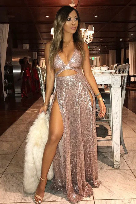 Sexy Sequins Long Prom Dress With Slit, Cheap Party Dress OKL32 Tunics Sophisticated sleek Sexy Sequins Long Prom Dress With Slit, Cheap Party Dress OKL32 Tunics Sophisticated sleek