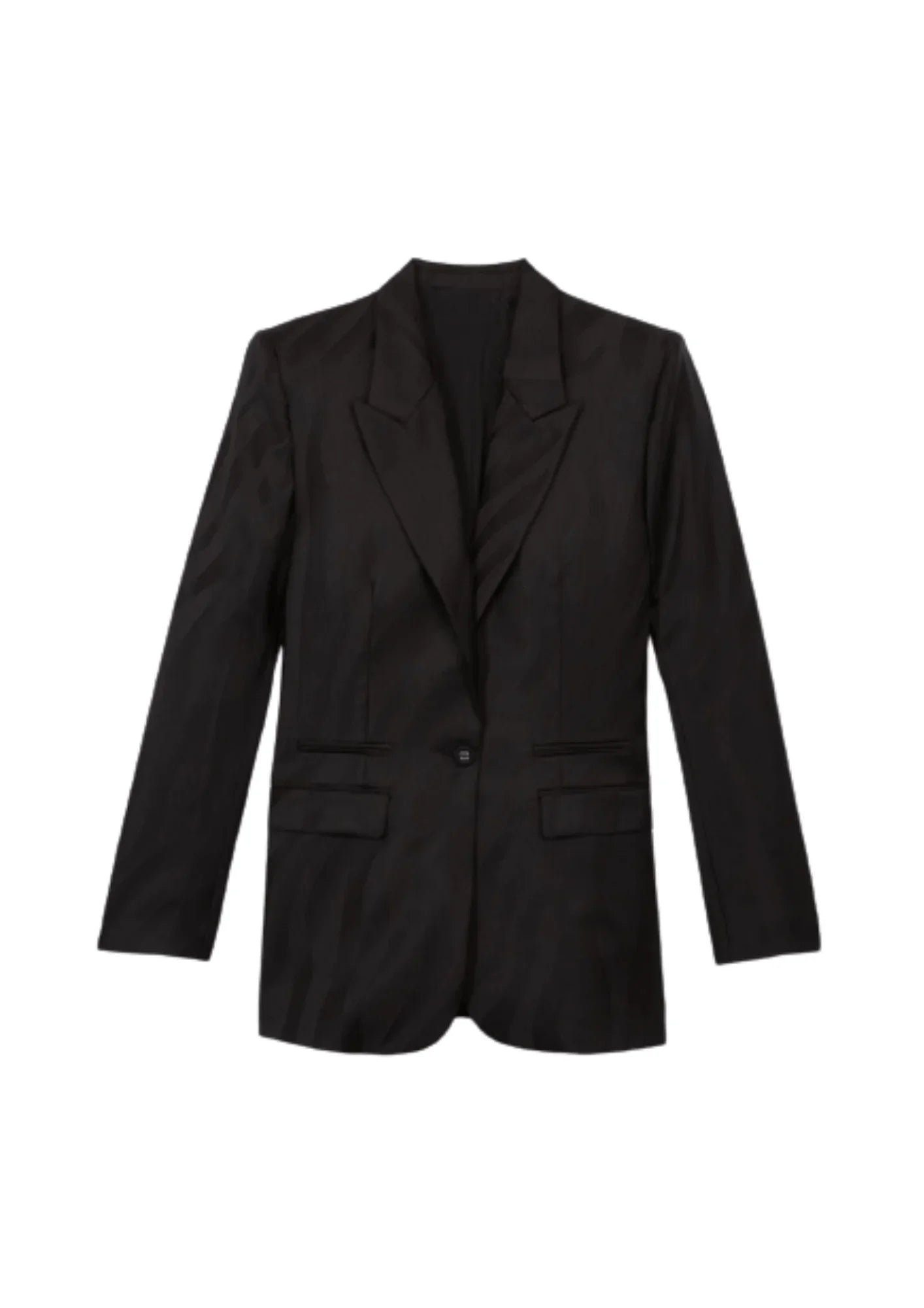 BLACK WOOLEN BLAZER ZEBRA-PRINTED Women's High-End Blazer