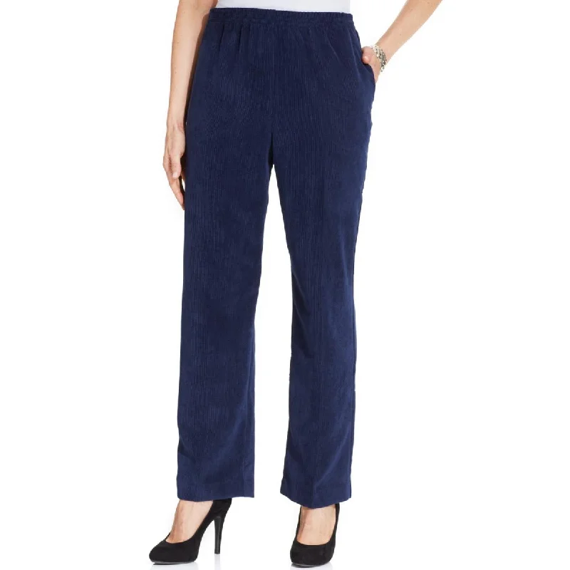 Alfred Dunner Womens Petites Pull On Classic Fit Corduroy Pants Soft Stretch Pants