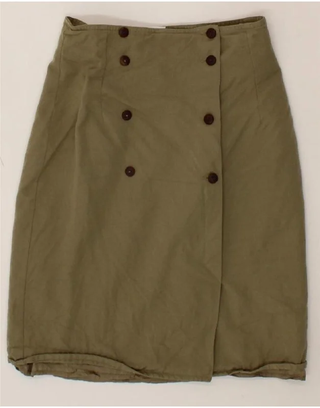 PRISMA Womens Wrap Skirt IT 40 Small W27  Khaki mini skirt trendy