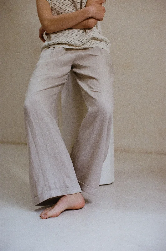 By Together Sand Dune Pants Linen Beige Casual Drawstring Pants