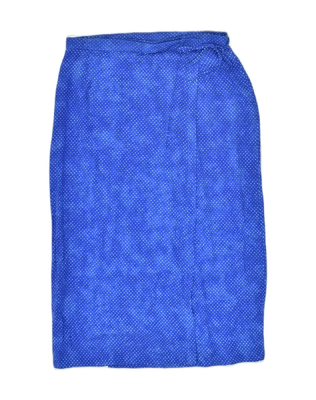 VINTAGE Womens Wrap Skirt IT 44 Medium W32  Blue Polka Dot Viscose wool skirt sturdy