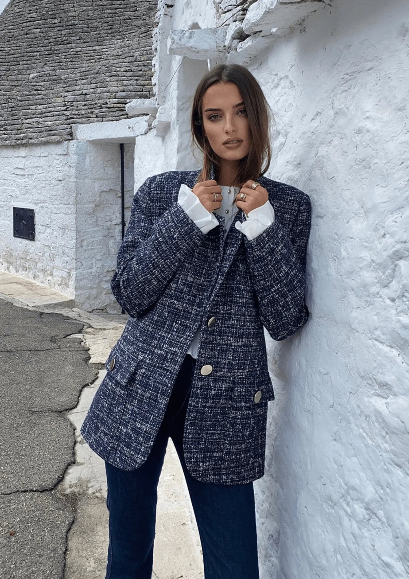 GREY BLAZER Cotton Blend Blazer