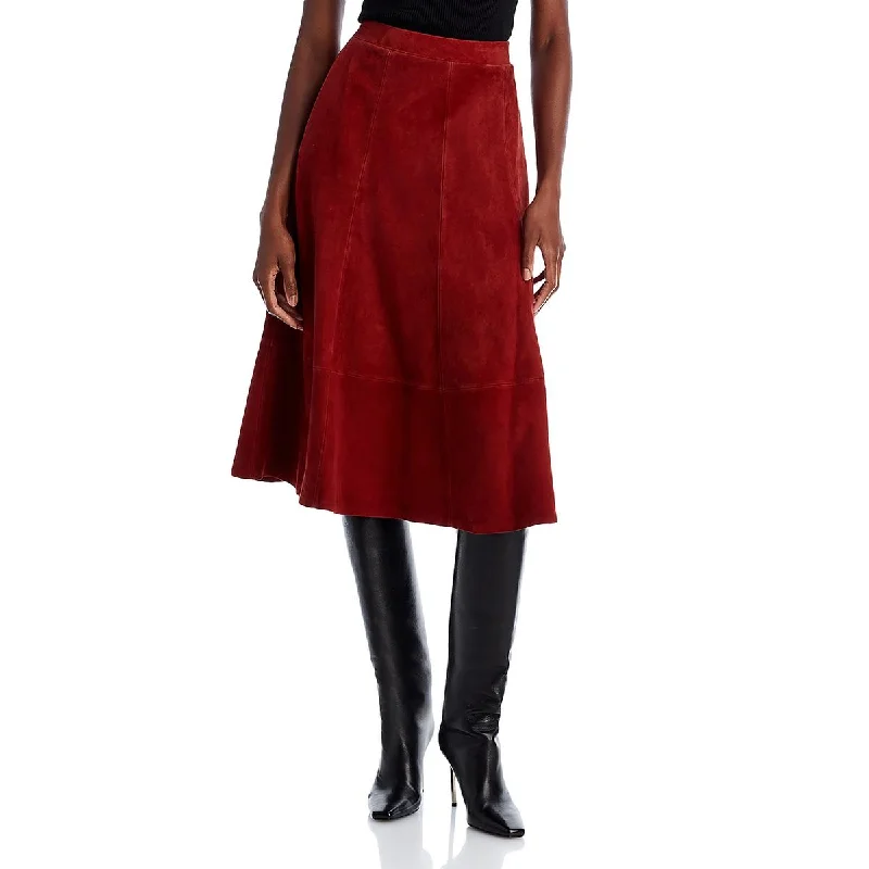 Amanda Womens Suede A-Line Midi Skirt chiffon skirt delicate
