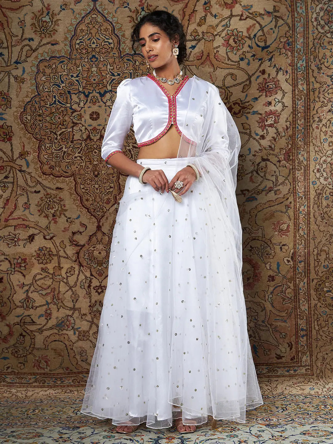 Women White Satin Top With Tulle Aanrkali Skirt And Dupatta corduroy skirt comfortable Women White Satin Top With Tulle Aanrkali Skirt And Dupatta corduroy skirt comfortable