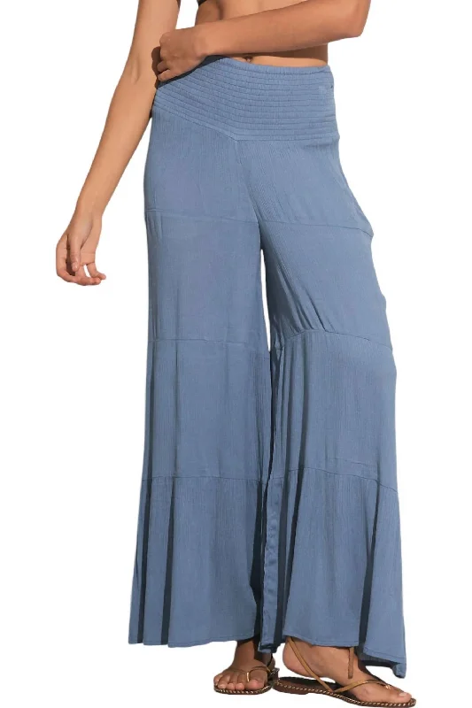 Rome Wide Leg Pants In Deep Blue Classic Straight Pants