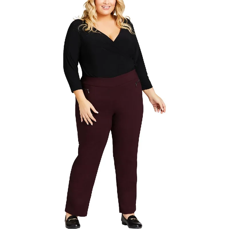 Avenue Womens Stretch  Straight Leg Pants Comfy Athletic Pants