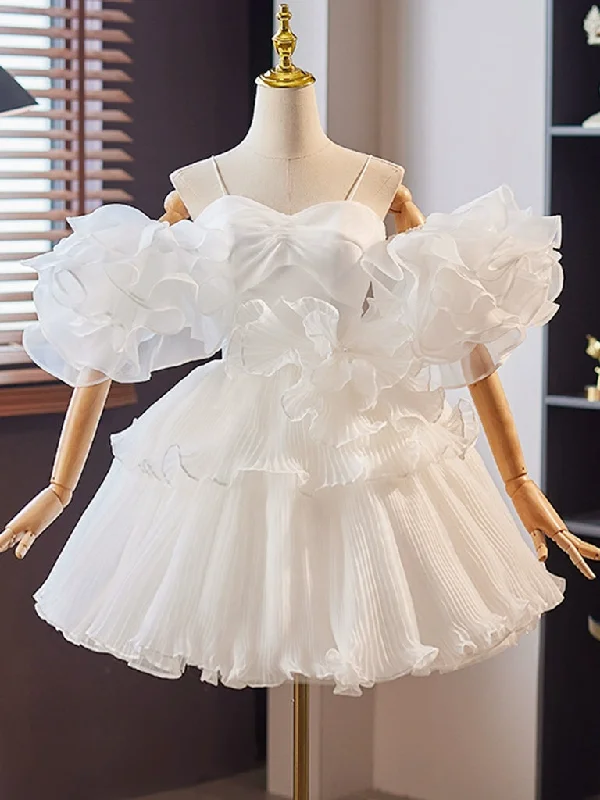 White Sweetheart Neck Organza Short Prom Dress, White Homecoming Dress Tunics Bridal satin White Sweetheart Neck Organza Short Prom Dress, White Homecoming Dress Tunics Bridal satin