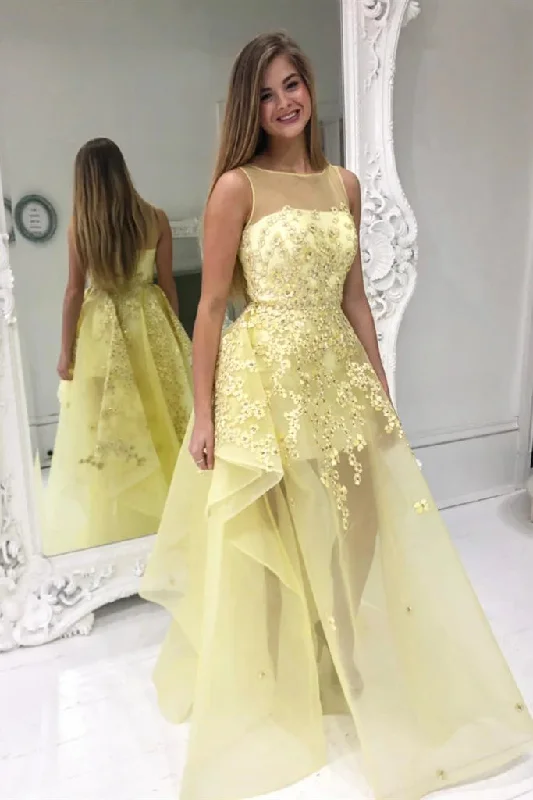 High Low Round Neck Yellow Floral Lace Long Prom Dress Evening Party Dresses OK1798 Tunics Exclusive limited High Low Round Neck Yellow Floral Lace Long Prom Dress Evening Party Dresses OK1798 Tunics Exclusive limited