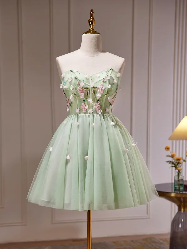 A- Line Sweetheart Neck Tulle Green Short Prom Dress, Green Homecoming Dresses Tunics Corduroy durable A- Line Sweetheart Neck Tulle Green Short Prom Dress, Green Homecoming Dresses Tunics Corduroy durable