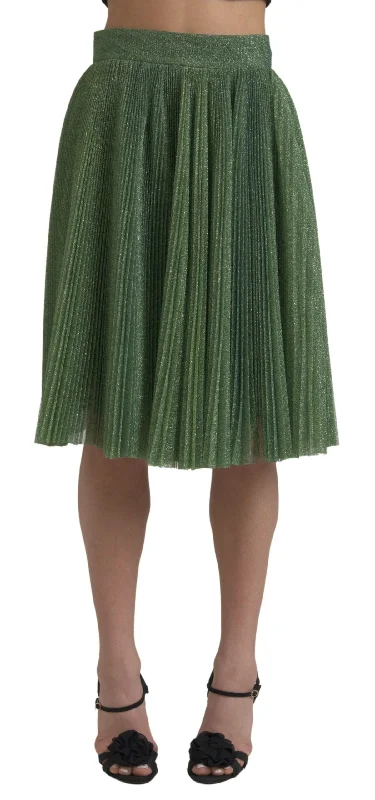 Dolce & Gabbana Enchanting Metallic  Pleated A-Line Women's Skirt velvet skirt plush